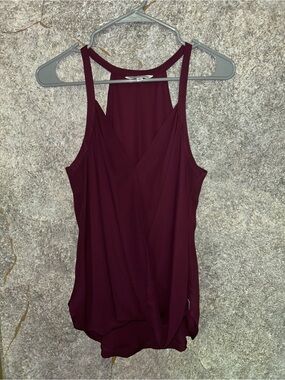 Draped V-Neck Sleeveless Camisole - Burgundy